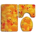 thumbnail image 1 of PUDMAD Rubber Duck Painting 3 Piece Bathroom Rugs Set Bath Rug Contour Mat and Toilet Lid Cover, 1 of 2