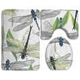thumbnail image 1 of PUDMAD Rustic Dragonflies Flower 3 Piece Bathroom Rugs Set Bath Rug Contour Mat and Toilet Lid Cover, 1 of 2