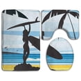 thumbnail image 1 of PUDMAD SURF Girls 3 Piece Bathroom Rugs Set Bath Rug Contour Mat and Toilet Lid Cover, 1 of 2