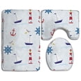 thumbnail image 1 of PUDMAD Sailboat Anchor Lighthouse Nautical Seagulls 3 Piece Bathroom Rugs Set Bath Rug Contour Mat and Toilet Lid Cover, 1 of 2