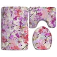 thumbnail image 1 of PUDMAD Sakura And Orchid 3 Piece Bathroom Rugs Set Bath Rug Contour Mat and Toilet Lid Cover, 1 of 2