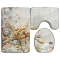 thumbnail image 1 of PUDMAD Sand Seashells Starfish 3 Piece Bathroom Rugs Set Bath Rug Contour Mat and Toilet Lid Cover, 1 of 2