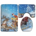 thumbnail image 1 of PUDMAD Santa Claus 3 Piece Bathroom Rugs Set Bath Rug Contour Mat and Toilet Lid Cover, 1 of 2