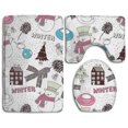 thumbnail image 1 of PUDMAD Santa Claus Snow Man Elk 3 Piece Bathroom Rugs Set Bath Rug Contour Mat and Toilet Lid Cover, 1 of 2