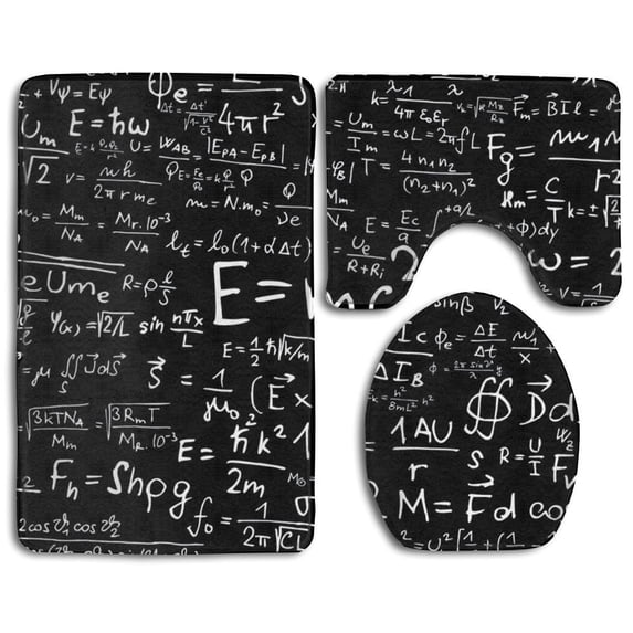 PUDMAD Scientific Mathematical Formula 3 Piece Bathroom Rugs Set Bath Rug Contour Mat and Toilet Lid Cover