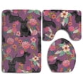 thumbnail image 1 of PUDMAD Scottie Dog Florals 3 Piece Bathroom Rugs Set Bath Rug Contour Mat and Toilet Lid Cover, 1 of 2