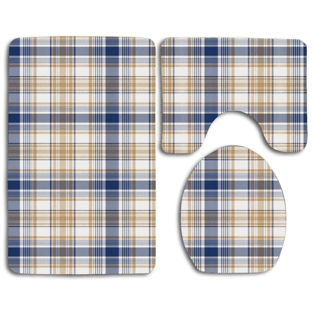PUDMAD Scottish Traditional Tartan Folk European 3 Piece Bathroom Rugs