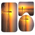 thumbnail image 1 of PUDMAD Sea Beach Sunset Lighthouse 3 Piece Bathroom Rugs Set Bath Rug Contour Mat and Toilet Lid Cover, 1 of 2