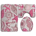 thumbnail image 1 of PUDMAD Sea Creatures Shells Starfish Anchor 3 Piece Bathroom Rugs Set Bath Rug Contour Mat and Toilet Lid Cover, 1 of 2