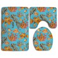 thumbnail image 1 of PUDMAD Sea Fishes and Ocean Creatures Colored 3 Piece Bathroom Rugs Set Bath Rug Contour Mat and Toilet Lid Cover, 1 of 2