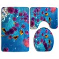 thumbnail image 1 of PUDMAD Sea Life Fish Jellyfish 3 Piece Bathroom Rugs Set Bath Rug Contour Mat and Toilet Lid Cover, 1 of 2