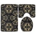 thumbnail image 1 of PUDMAD Seamless Black and Gold Mandala 3 Piece Bathroom Rugs Set Bath Rug Contour Mat and Toilet Lid Cover, 1 of 2