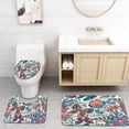 thumbnail image 1 of PUDMAD Seamless Floral Fantasy Flowers and Butterflies on Colorful 3 Piece Bathroom Rugs Set Bath Rug Contour Mat and Toilet Lid Cover, 1 of 2
