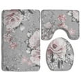 thumbnail image 1 of PUDMAD Seamless Flowers Leaves On Watercolor Floral Flower 3 Piece Bathroom Rugs Set Bath Rug Contour Mat and Toilet Lid Cover, 1 of 2