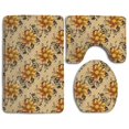 thumbnail image 1 of PUDMAD Seamless Texture Flowers 3 Piece Bathroom Rugs Set Bath Rug Contour Mat and Toilet Lid Cover, 1 of 2