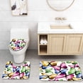 thumbnail image 1 of PUDMAD Seamless Texture Polygonal Colored Butterfly on White 3 Piece Bathroom Rugs Set Bath Rug Contour Mat and Toilet Lid Cover, 1 of 2