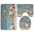 thumbnail image 1 of PUDMAD Seashells Starfish Wood On Beach 3 Piece Bathroom Rugs Set Bath Rug Contour Mat and Toilet Lid Cover, 1 of 2