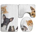 thumbnail image 1 of PUDMAD Set Pet Looking 3 Piece Bathroom Rugs Set Bath Rug Contour Mat and Toilet Lid Cover, 1 of 2