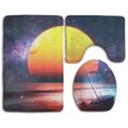 thumbnail image 1 of PUDMAD Setting Sun 3 Piece Bathroom Rugs Set Bath Rug Contour Mat and Toilet Lid Cover, 1 of 2
