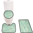 thumbnail image 1 of PUDMAD Shabby chi woo rusti plak backgroun in Turquoise Mint 3 Piece Bathroom Rugs Set Bath Rug Contour Mat and Toilet Lid Cover, 1 of 2