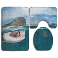 thumbnail image 1 of PUDMAD Shark 3 Piece Bathroom Rugs Set Bath Rug Contour Mat and Toilet Lid Cover, 1 of 2
