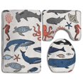 thumbnail image 1 of PUDMAD Shark Group 3 Piece Bathroom Rugs Set Bath Rug Contour Mat and Toilet Lid Cover, 1 of 2