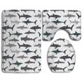 thumbnail image 1 of PUDMAD Shark Silhouette 3 Piece Bathroom Rugs Set Bath Rug Contour Mat and Toilet Lid Cover, 1 of 2
