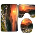 thumbnail image 1 of PUDMAD Sheeps in Mountain Sunset 3 Piece Bathroom Rugs Set Bath Rug Contour Mat and Toilet Lid Cover, 1 of 2