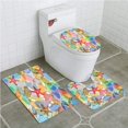 thumbnail image 1 of PUDMAD Shells 3 Piece Bathroom Rugs Set Bath Rug Contour Mat and Toilet Lid Cover, 1 of 2