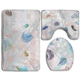 thumbnail image 1 of PUDMAD Shells Sea Life 3 Piece Bathroom Rugs Set Bath Rug Contour Mat and Toilet Lid Cover, 1 of 2