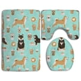 thumbnail image 1 of PUDMAD Shiba Inu Coffee Dog and Coffees 3 Piece Bathroom Rugs Set Bath Rug Contour Mat and Toilet Lid Cover, 1 of 2