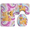 thumbnail image 1 of PUDMAD Shiba Inu Dog 3 Piece Bathroom Rugs Set Bath Rug Contour Mat and Toilet Lid Cover, 1 of 2