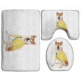 thumbnail image 1 of PUDMAD Shiba Inu Dog Lovely 3 Piece Bathroom Rugs Set Bath Rug Contour Mat and Toilet Lid Cover, 1 of 2