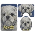 thumbnail image 1 of PUDMAD Shih Tzu Dog Oil Painting 3 Piece Bathroom Rugs Set Bath Rug Contour Mat and Toilet Lid Cover, 1 of 2