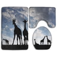 thumbnail image 1 of PUDMAD Silhouette Giraffes On Grass 3 Piece Bathroom Rugs Set Bath Rug Contour Mat and Toilet Lid Cover, 1 of 2