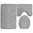 thumbnail image 1 of PUDMAD Silver Glitter 3 Piece Bathroom Rugs Set Bath Rug Contour Mat and Toilet Lid Cover, 1 of 2