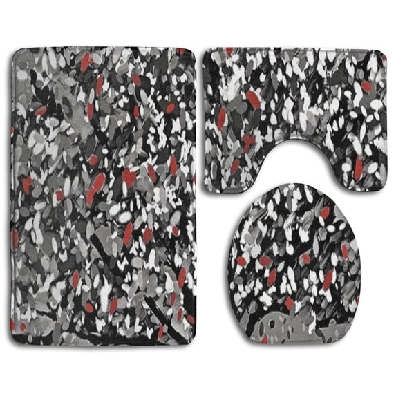 PUDMAD Sketch Tree Painting Draft 3 Piece Bathroom Rugs Set Bath Rug Contour Mat and Toilet Lid Cover