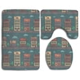 thumbnail image 1 of PUDMAD Sketchy Houses 3 Piece Bathroom Rugs Set Bath Rug Contour Mat and Toilet Lid Cover, 1 of 2
