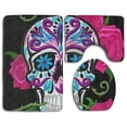 thumbnail image 1 of PUDMAD Skull 3 Piece Bathroom Rugs Set Bath Rug Contour Mat and Toilet Lid Cover, 1 of 2