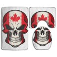 thumbnail image 1 of PUDMAD Skull Canada Flag 3 Piece Bathroom Rugs Set Bath Rug Contour Mat and Toilet Lid Cover, 1 of 2