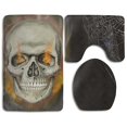 thumbnail image 1 of PUDMAD Skull Fire Web 3 Piece Bathroom Rugs Set Bath Rug Contour Mat and Toilet Lid Cover, 1 of 2