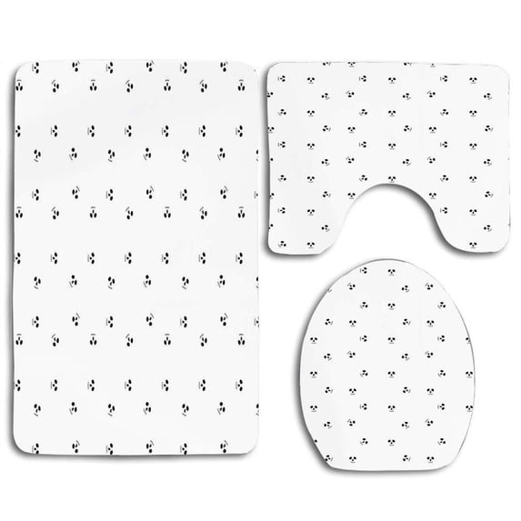 PUDMAD Skull Skull Artistic Backdrop Minimalistic Features Abstract Display 3 Piece Bathroom Rugs Set Bath Rug Contour Mat and Toilet Lid Cover