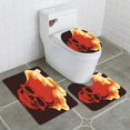 thumbnail image 1 of PUDMAD Skull in fire 3 Piece Bathroom Rugs Set Bath Rug Contour Mat and Toilet Lid Cover, 1 of 2