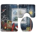 thumbnail image 1 of PUDMAD Sleigh and Gifts Outside Window 3 Piece Bathroom Rugs Set Bath Rug Contour Mat and Toilet Lid Cover, 1 of 2