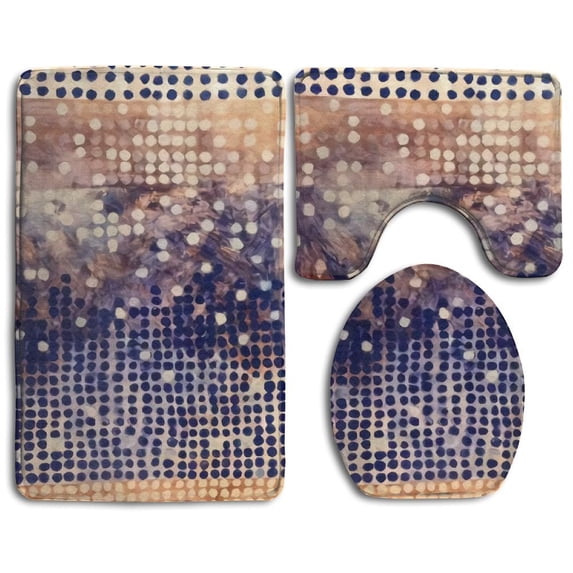 PUDMAD Snow Dots 3 Piece Bathroom Rugs Set Bath Rug Contour Mat and Toilet Lid Cover