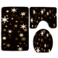 thumbnail image 1 of PUDMAD Snow Flowers 3 Piece Bathroom Rugs Set Bath Rug Contour Mat and Toilet Lid Cover, 1 of 2