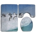 thumbnail image 1 of PUDMAD Snow Mountain Penguin 3 Piece Bathroom Rugs Set Bath Rug Contour Mat and Toilet Lid Cover, 1 of 2