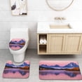 thumbnail image 1 of PUDMAD Snowcapped Mountains Reflected in Water at Dawn Pink Alpenglow in Clear Sky and Mist 3 Piece Bathroom Rugs Set Bath Rug Contour Mat and Toilet Lid Cover, 1 of 2