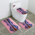 thumbnail image 1 of PUDMAD Snowcapped mountains reflected in water at dawn pink alpenglow in clear sky 3 Piece Bathroom Rugs Set Bath Rug Contour Mat and Toilet Lid Cover, 1 of 2