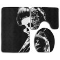 thumbnail image 1 of PUDMAD Society Woman Skull 3 Piece Bathroom Rugs Set Bath Rug Contour Mat and Toilet Lid Cover, 1 of 2